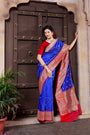 Blue & Maroon Pure Katan Silk Banarasi Handloom Saree with Kadhua Motifs