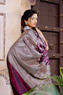 Burgundy Pure Katan Silk Banarasi Handloom Saree with Jaal Work