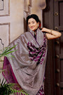 Burgundy Pure Katan Silk Banarasi Handloom Saree with Jaal Work