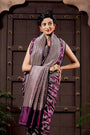 Burgundy Pure Katan Silk Banarasi Handloom Saree with Jaal Work