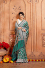 Emerald Green Pure Katan Silk Banarasi Handloom Saree with Jaal Work