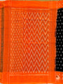 Pochampally Mercerised Cotton Saree Black and Orange in Ikkat pattern design with blouse piece