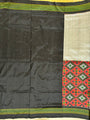 Pochampally Pure Silk Saree Grey, Red and Black with Patola pattern design with blouse piece