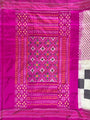 Pochampally Pure Silk Saree White and Pink in Alternating check pattern design with blouse piece