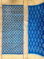 Pochampally Pure Silk Saree Blue and Cream in Ikkat pattern design with blouse piece