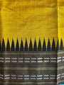 Mustard Yellow & Black Pure Raw Silk Handloom Saree with Vidharva Border Design