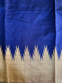 Navy Blue Pure Raw Silk Handloom Saree With Golden Temple Border Design