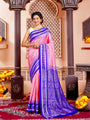 Light Pink & Blue Pure Silk Sambalpuri Handloom Saree