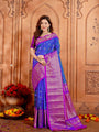 Navy Blue & Magenta Pure Silk Gadwal Handloom Saree