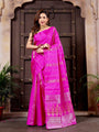 Pink Pure Silk Kanjivaram Handloom Saree with Silver & Copper Meena Work