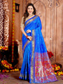 Royal Blue Pure Silk Paithani Handloom Saree with Double Pallu Design