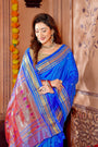 Royal Blue Pure Silk Paithani Handloom Saree with Double Pallu Design